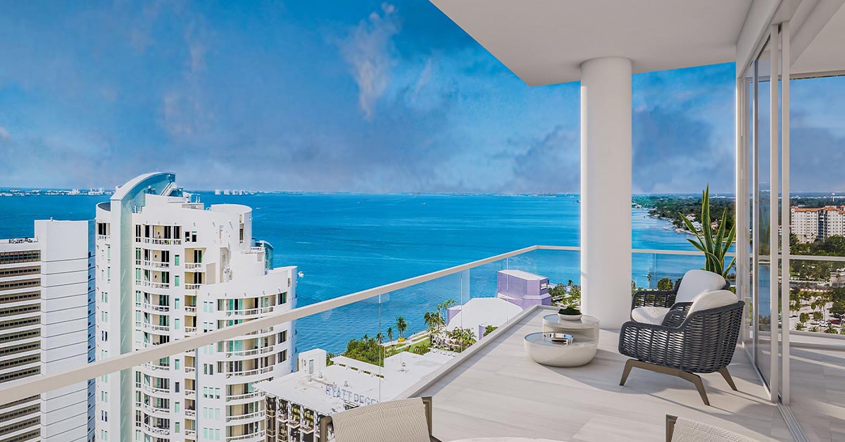 Residence Terrace rendering overlooking Downtown Sarasota