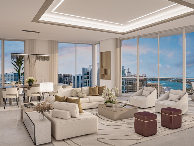 Interior Rendering of residence inside The Ritz-Carlton Residences Sarasota Bay