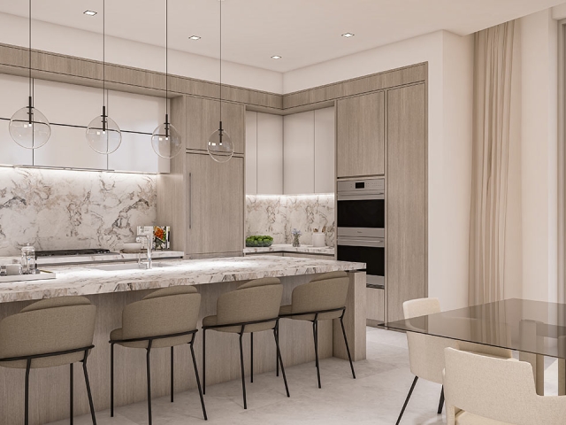 Kitchen rendering of residence A The Ritz-Carlton Residences Sarasota Bay