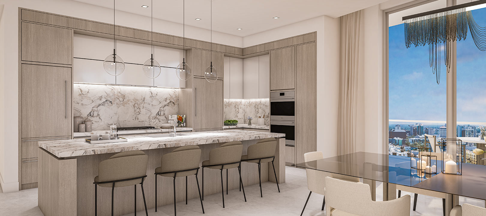 Kitchen rendering of residence A The Ritz-Carlton Residences Sarasota Bay