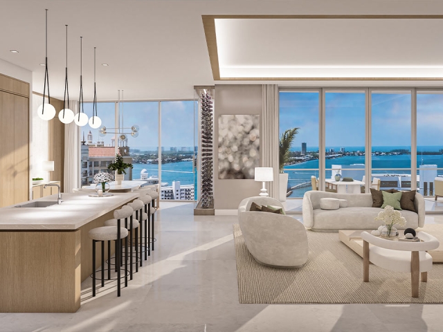 Rendering of Residence Great Room The Ritz-Carlton Residences Sarasota Bay