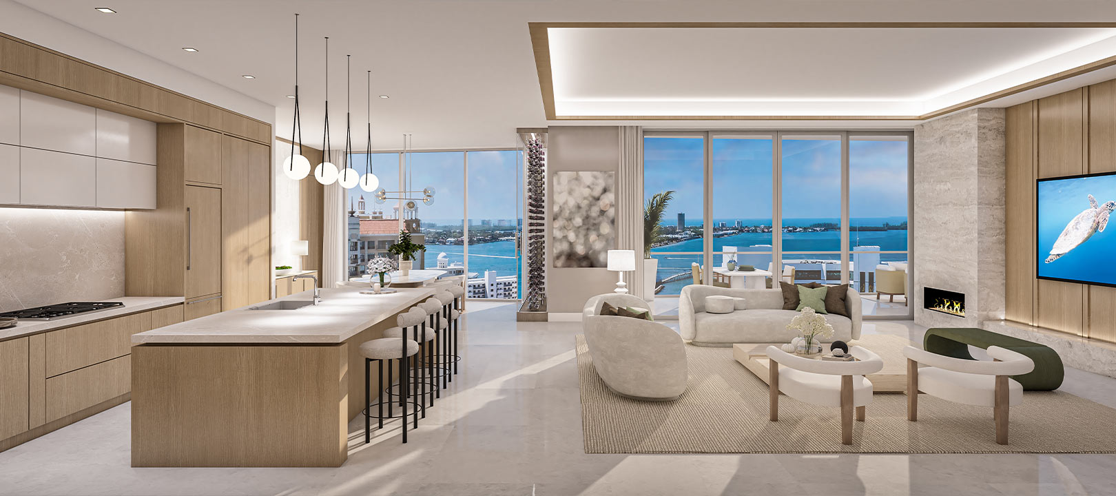 Rendering of Residence Great Room The Ritz-Carlton Residences Sarasota Bay