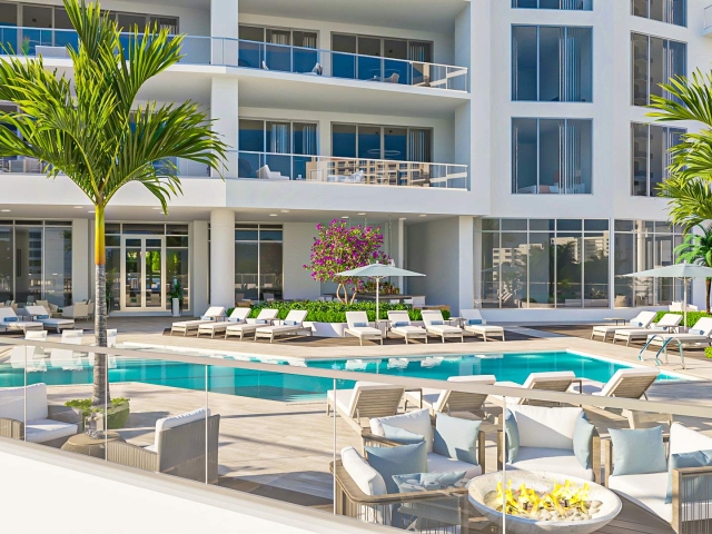 Rendering of the amenity terrace The Ritz-Carlton Residences Sarasota Bay