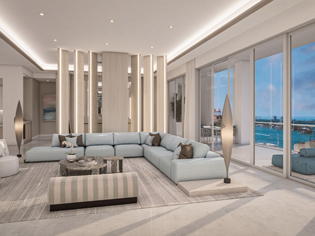 penthouse h interior great room rendering