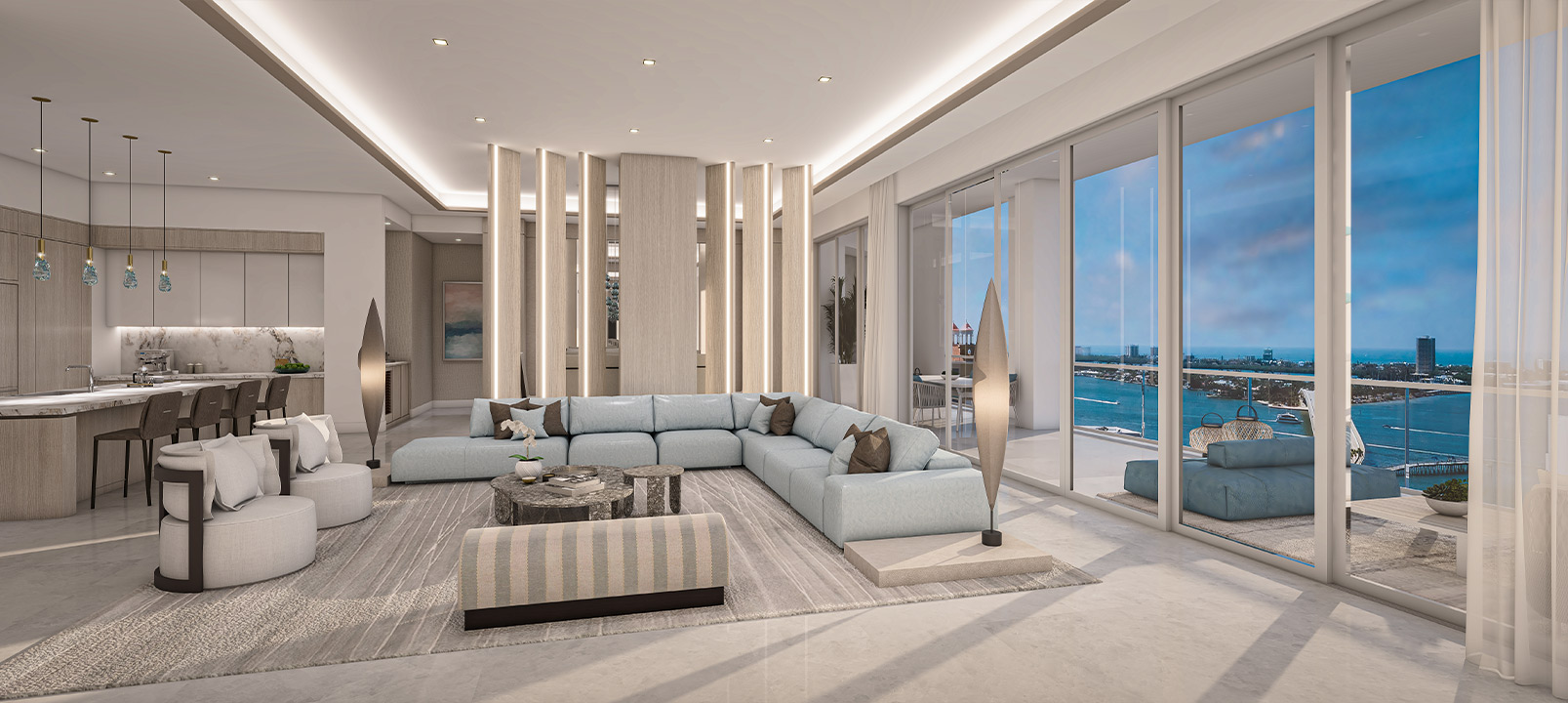 penthouse h interior great room rendering