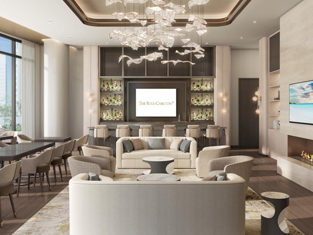 interior club room rendering - The Ritz-Carlton Residences Sarasota Bay