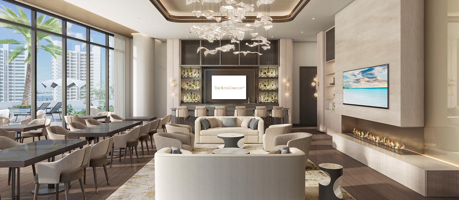 interior club room rendering - The Ritz-Carlton Residences Sarasota Bay