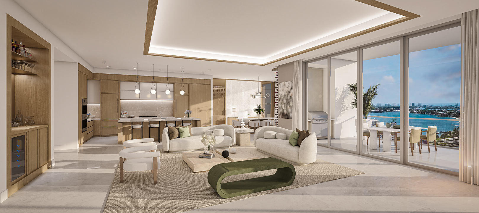 interior rendering of Residence B at The Ritz-Carlton Residences Sarasota Bay