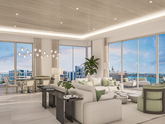 interior living room rendering of estate penthouse f