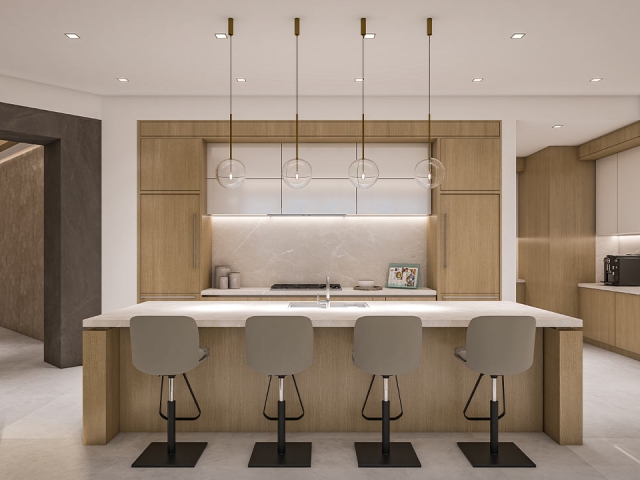 Residence C kitchen rendering The Ritz-Carlton Residences Sarasota Bay