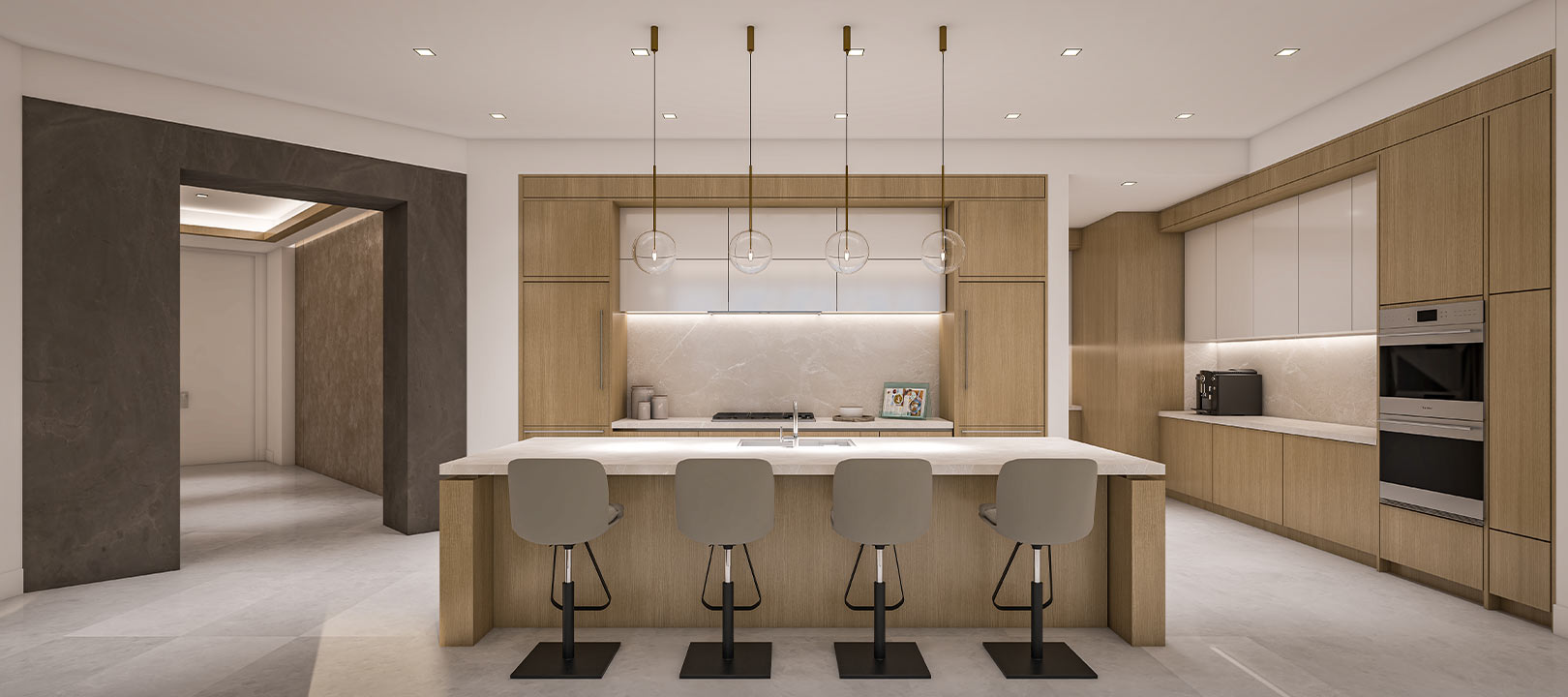 Residence C kitchen rendering The Ritz-Carlton Residences Sarasota Bay