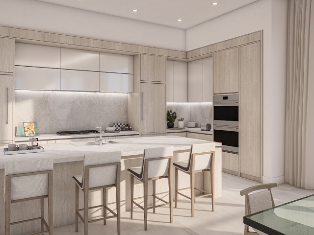 interior kitchen rendering at estate penthouse F