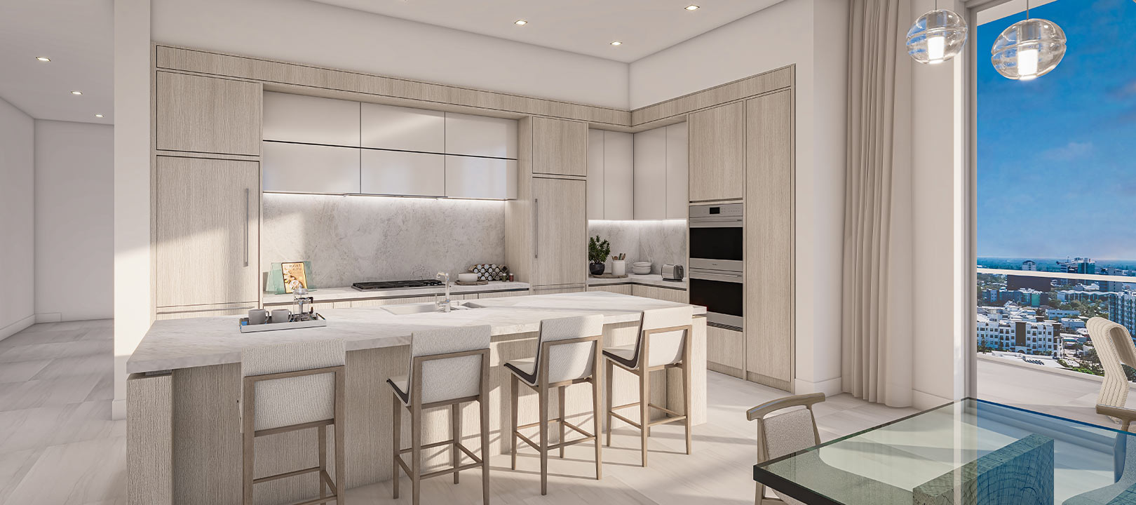 interior kitchen rendering at estate penthouse F