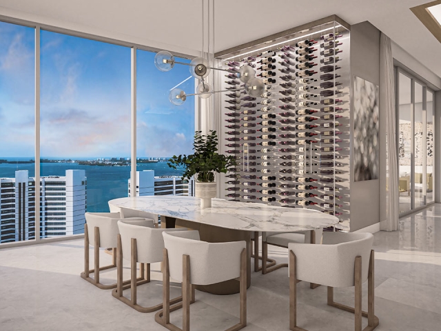 Dining room rendering residence B The Ritz-Carlton Residences Sarasota Bay
