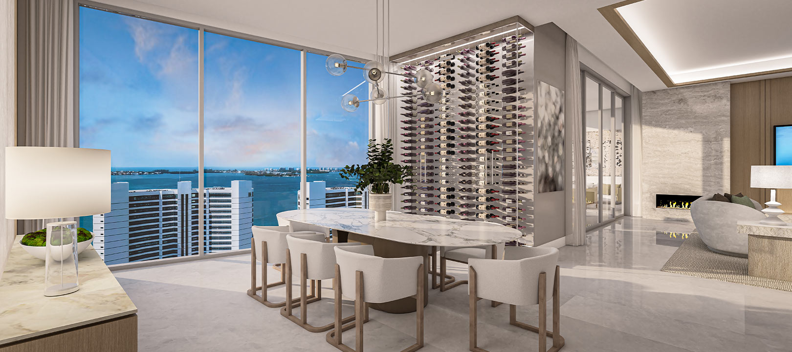 Dining room rendering residence B The Ritz-Carlton Residences Sarasota Bay