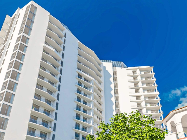 looking straight up to The Ritz-Carlton Residences Sarasota Bay