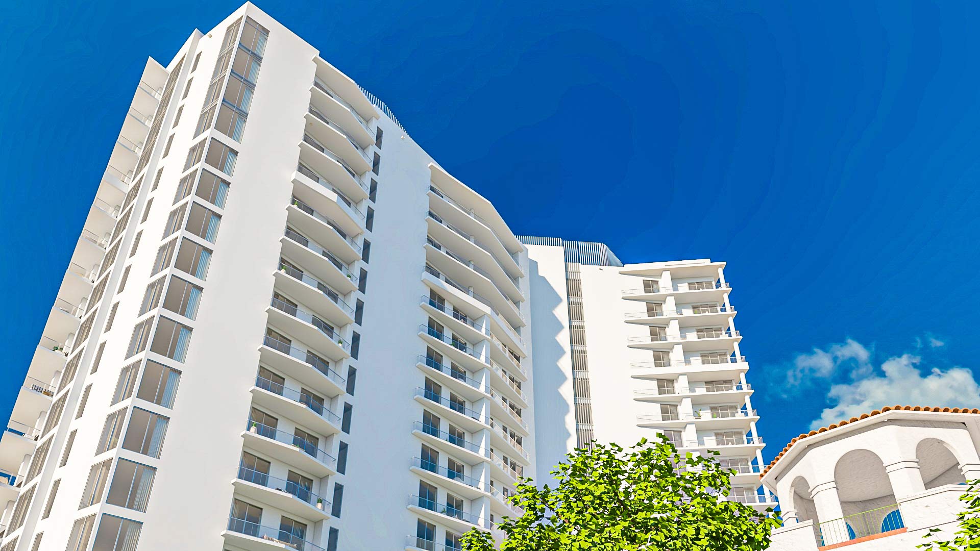 looking straight up to The Ritz-Carlton Residences Sarasota Bay