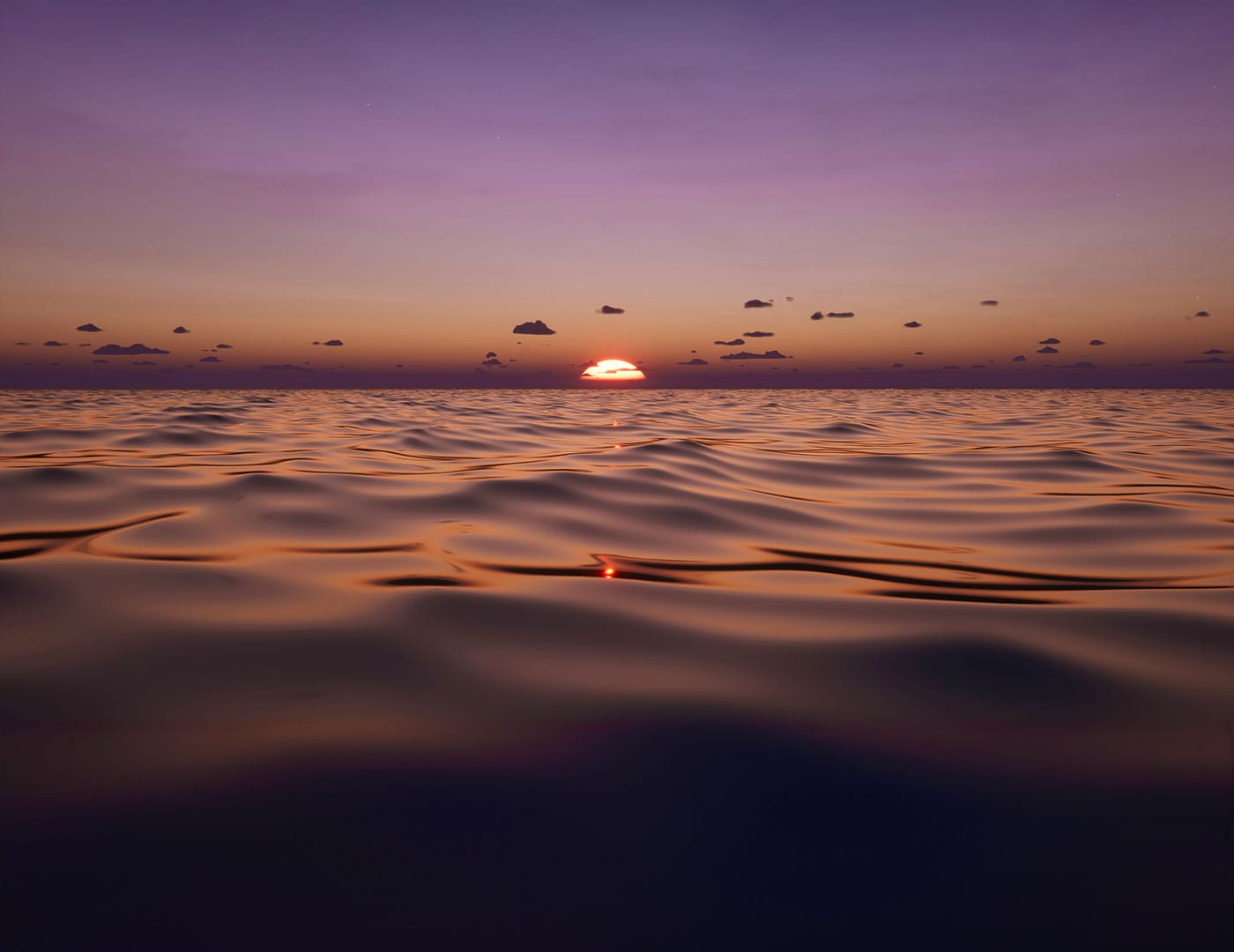 Sunset over the water