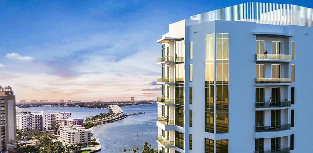 The Ritz-Carlton Residences building view in Sarasota Bay 