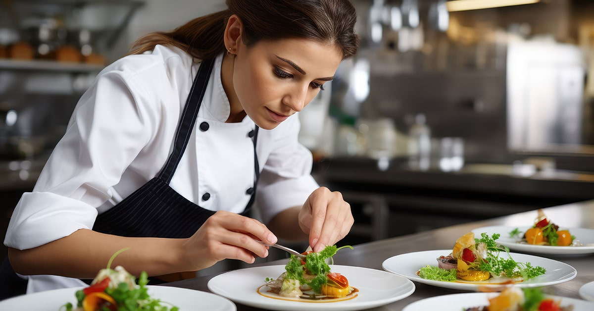 Chef at work making culinary dishes at Ritz-Carlton in Sarasota