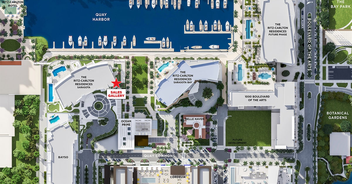 Site Plan of the Quay and Ritz Sarasota with Sales Gallery