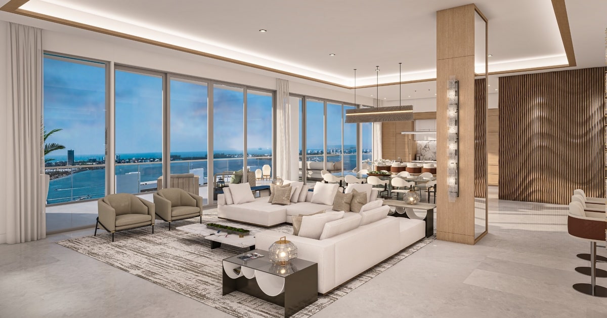 sarasota luxury penthouse condo interior with bayfront views