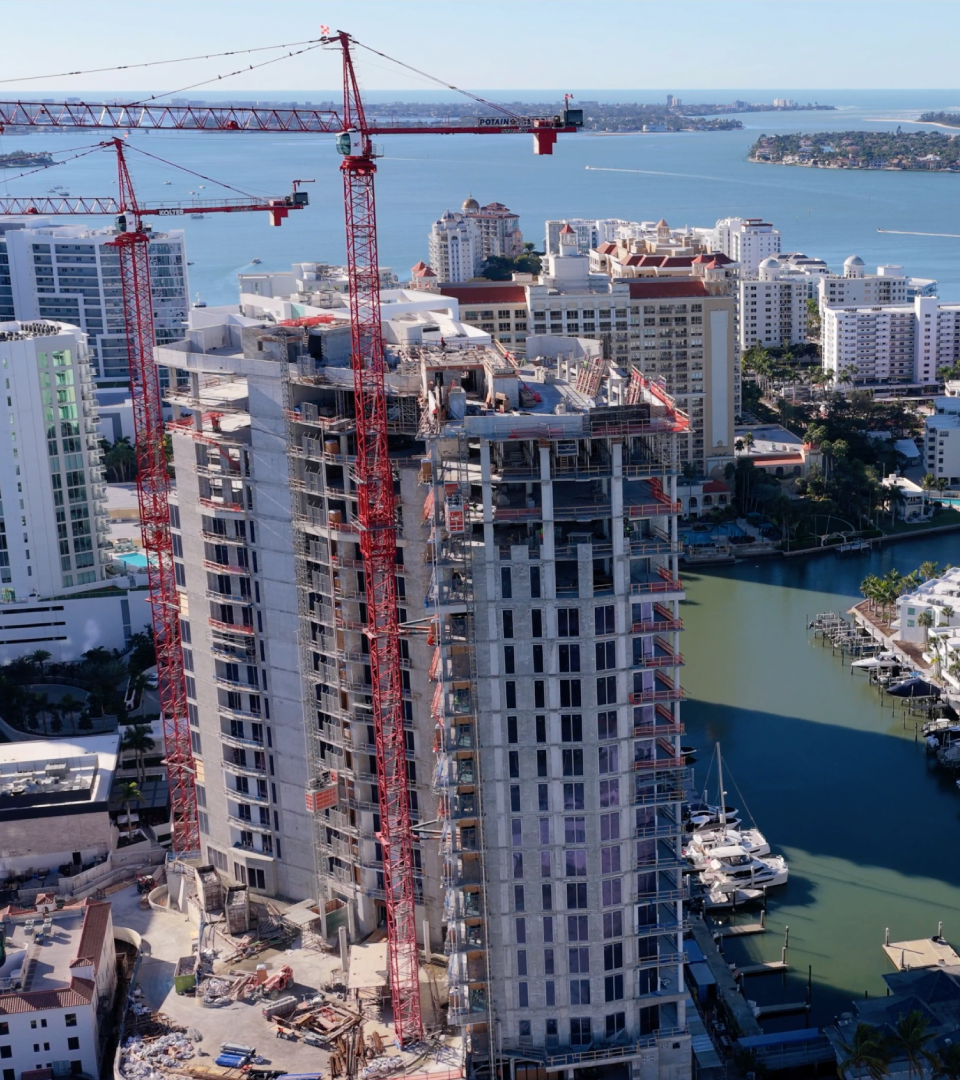 High-Rise Waterfront Tower Under Construction