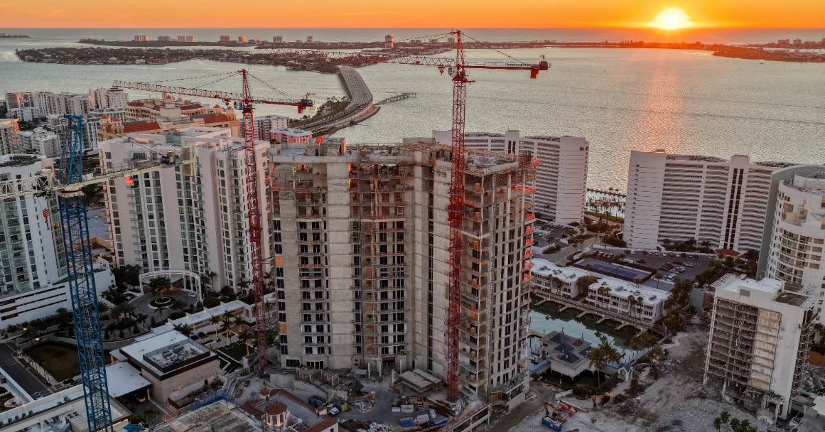 Ritz-Carlton Sarasota Bay construction aerial