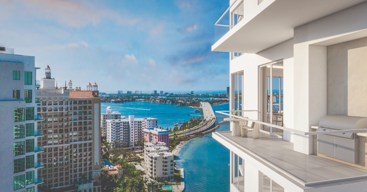 Penthouse terrace overlooking Sarasota Bay
